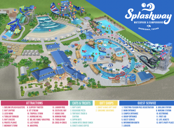 Splashway Waterpark Map - Texas Waterpark & Campground