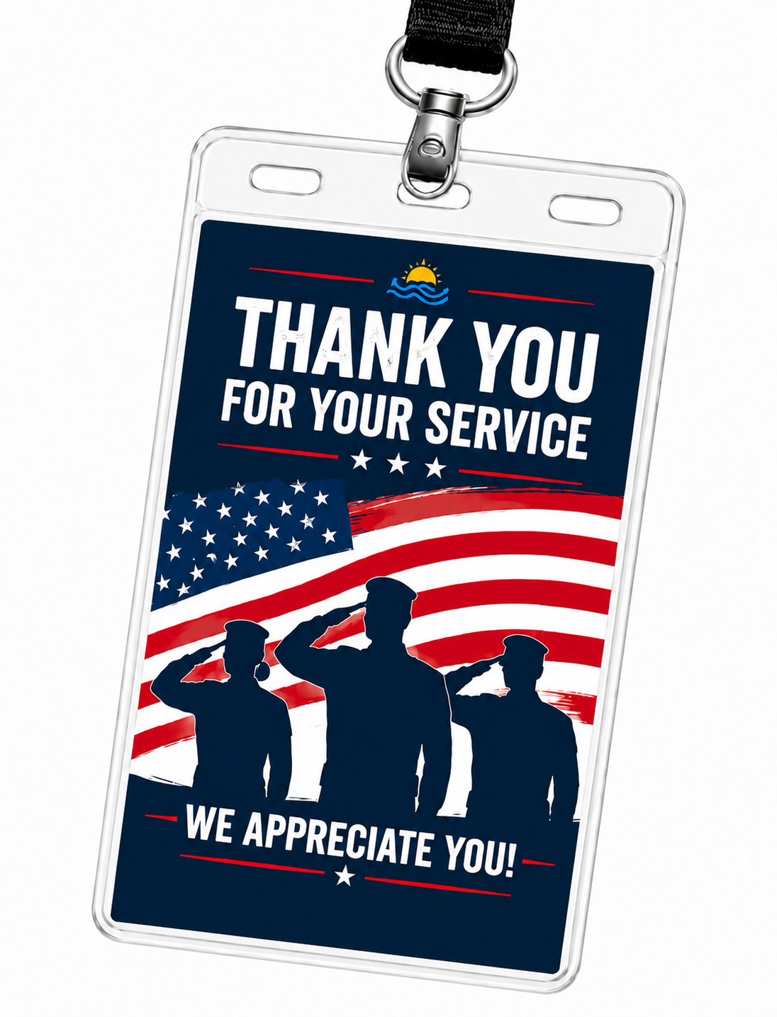 Thank you for your service badge with patriotic design honoring service members